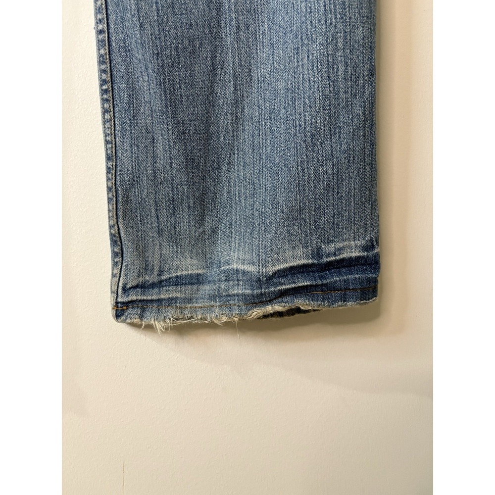 Y2K Plugg Jeans Co Mens 34x30 Bootcut Ripped Denim Jeans Medium Wash 100% Cotton - Picture 12 of 15